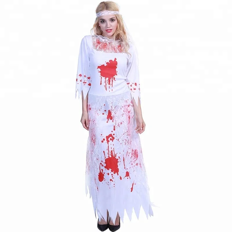 Halloween party cosplay fancy dress adult woman Zombie corpse bride ghost bloody bride costume for women