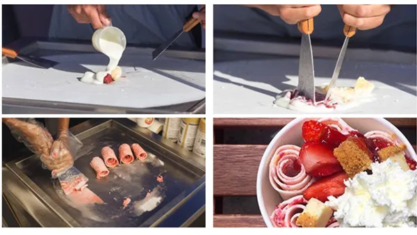 Looking for products to represent 8 fruit trays roll fried ice cream roll machine