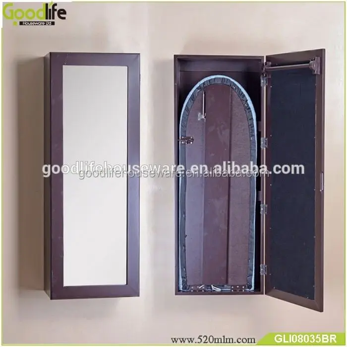 hot selling wall mounted folding ironing board cabinet with vanity mirror