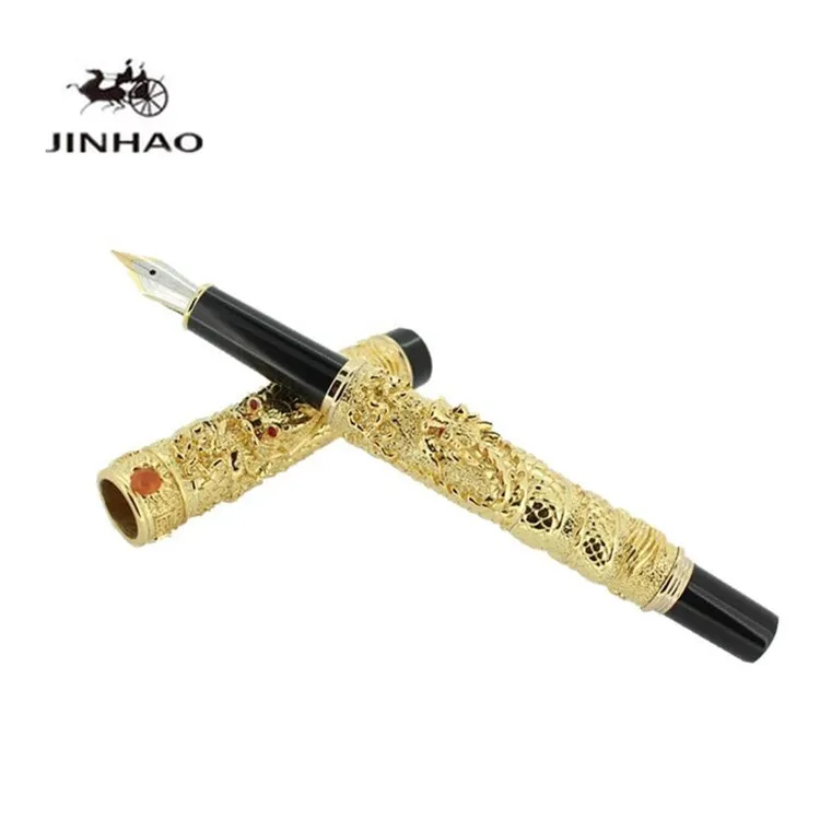 Jinhao brand 9991 Import creative gift items the most popular dragon metal roller pen fountain pen set from China