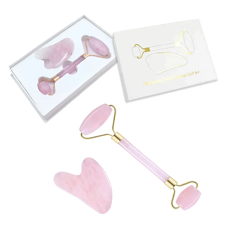 
RTS Dropshipping natural anti aging mini facia lmassager tools pink green rose quartz face lift jade roller for face 