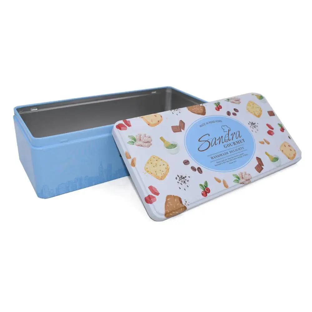 Custom Big Long Cookies Biscuit Rectangle Metal Gift Tin Box For Sale