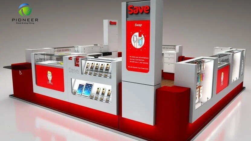
French Save Phone Kiosk Brand Design Mobile Shop Counter Mall Cell Phone Accessary Kiosk 