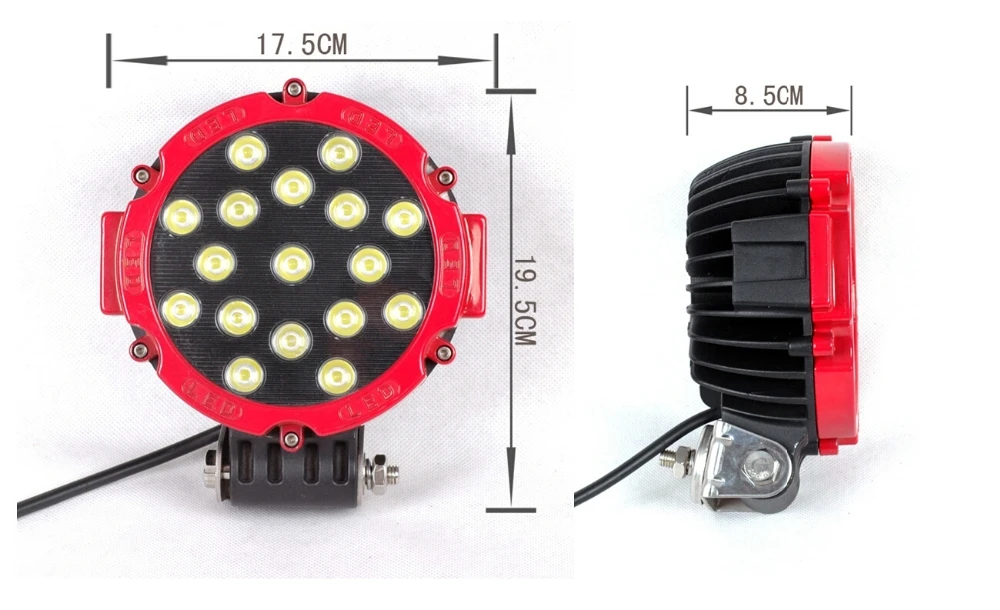Super bright 6.3 inch 51w round led work light for Tractor led lamp 12 volt 4x4