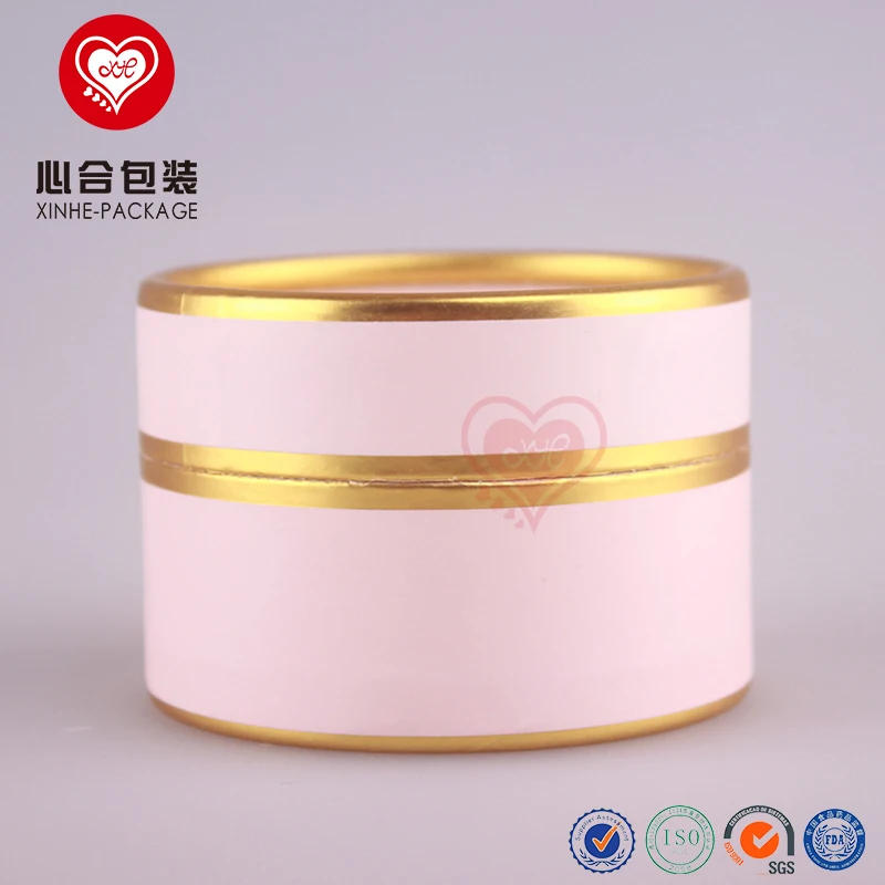 
Plain pink hot stamping paper cylinder packaging boxes with gold lining/Face cream jar outer packing cardboard boxes 