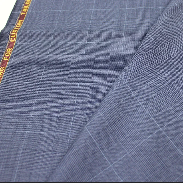 high quality blue grey prince of wales fabric for ready to ship Italy merino worsted 100% Wool suits
