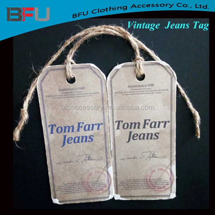 
Custom Vintage jeans shirt clothing tags ,paper hang tags 