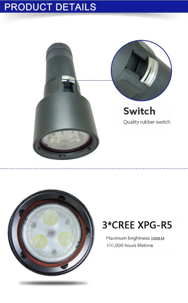 
ATORCH New1000 lumen led torch flashlight 100 meters underwater diving flashlight 