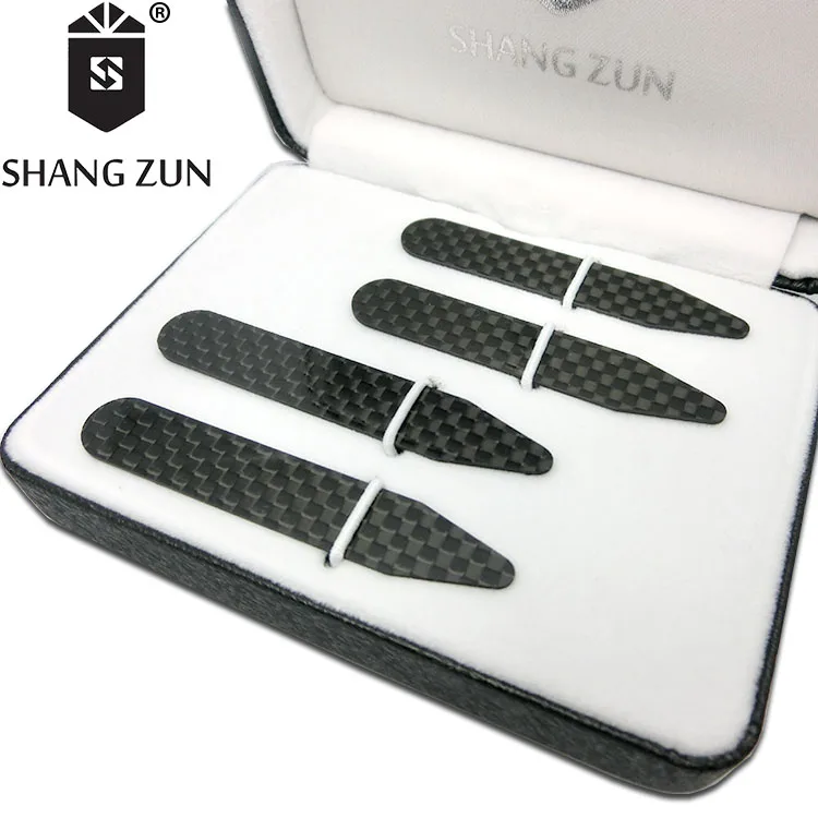 Carbon fiber collar stays gift sets smooth surface with high quality collar support 4 PCS in box