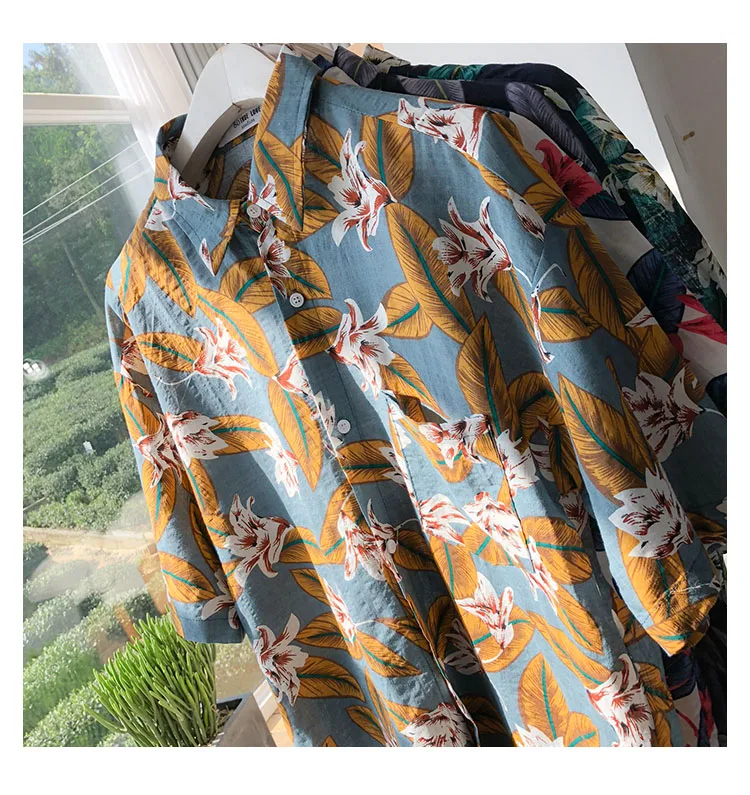 Summer Traditional Hawaiian designs mens shirt loose fit designer hawaiian shirt hibiscus patterns