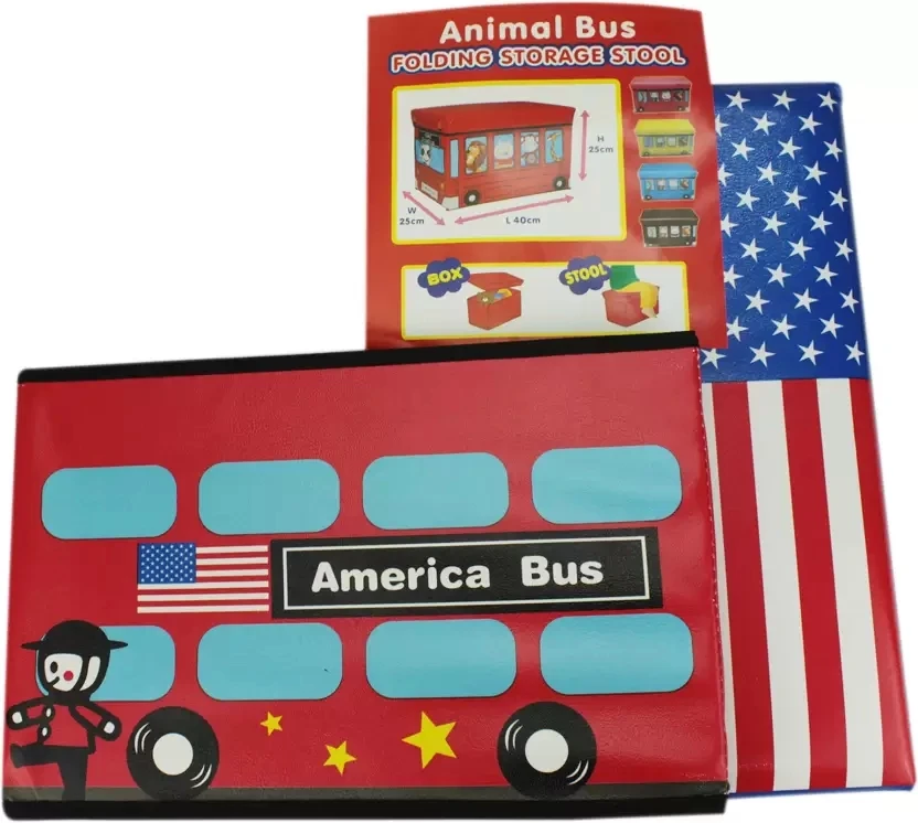 
Novelty Kids Stationery Books Storage Box With America Bus Design boite de rangement stool 