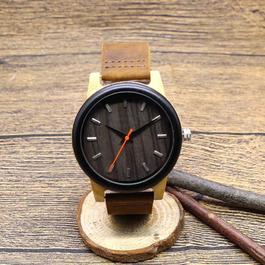 Wholesale Handcrafted Wood Original Watches With Band Custom Logo Digital Design Your Own Bamboo Wood Watch Black Wood Watch