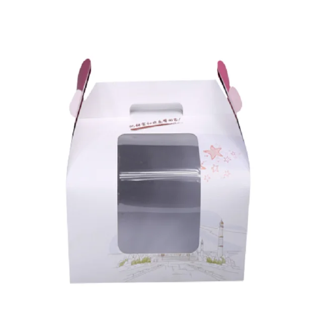 
Factory Food Grade Packaging Foldable Pastry cake Carry Boxes 