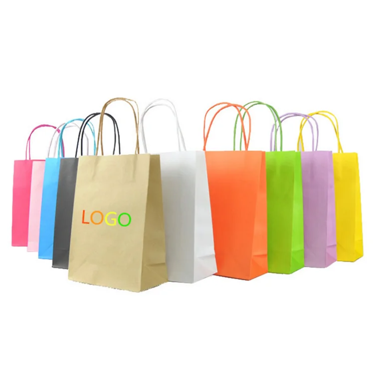 Bolsa Papel Kraft Wholesale Stock Customize Shopping Kraft Paper Bags With Your Own Logo Print with Handle No Minimum