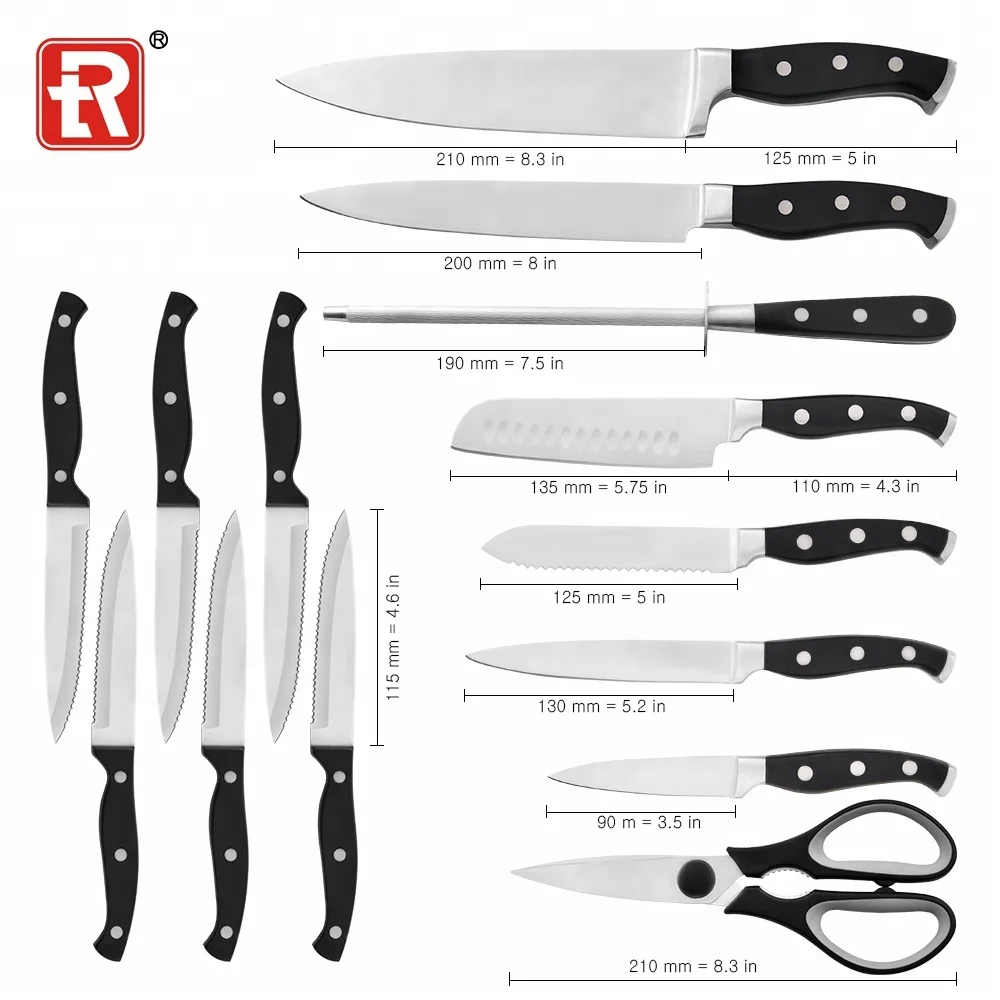 Набор кухонных ножей RUITAI премиум-класса из 15 предметов с деревянным держателем