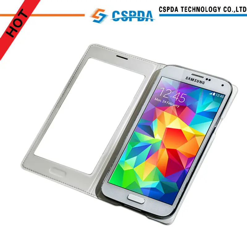 тонкий и тонких двери батареи чехол для samsung галактики s5 мобильный телефон с одно окно смарт случае pu кожаный чехол