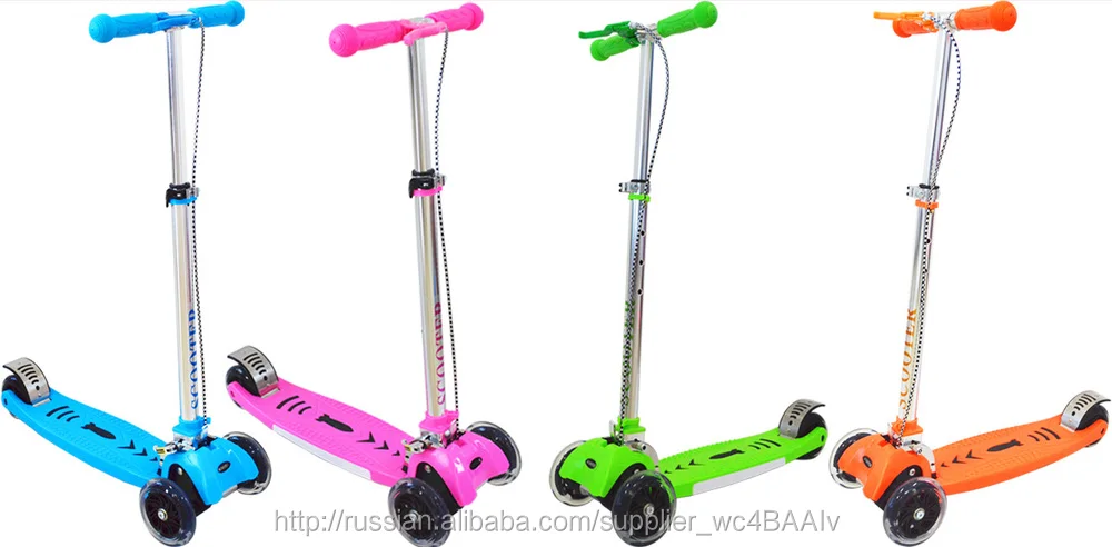 4 wheels kids kick scooter plastic child scooter with Nylon scooter deck