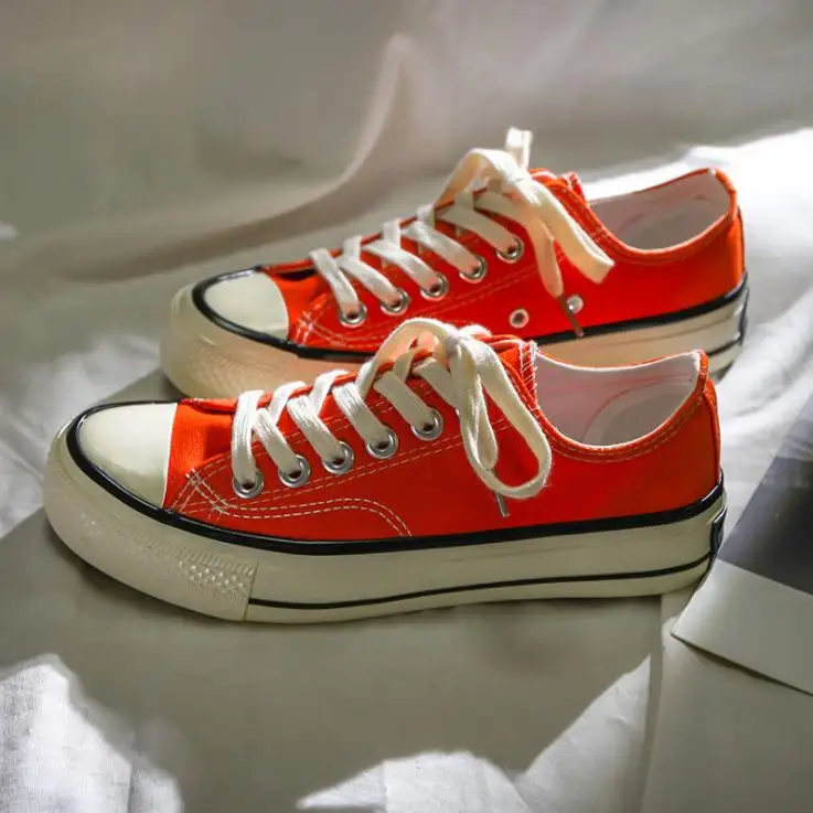 Hot Sale 1970s Retro Style Girls Canvas Shoes Couple Shoes ins Candy Color Student Casual Shoes