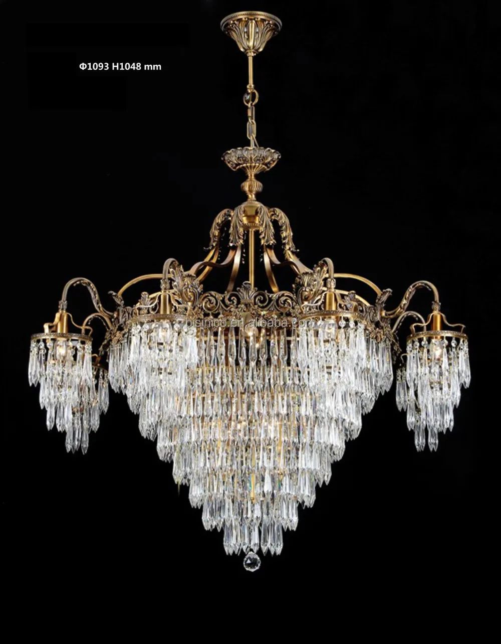 Italy Style Home Decor Crystal Bronze Chandelier for Living Room/ Elegant Ornate Crystal Pendant Lamp Droplight for Hotel
