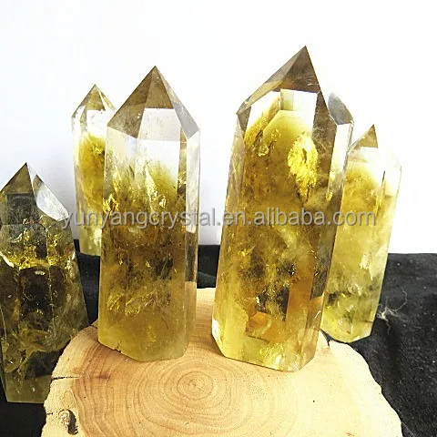Natural Faceted citrine quartz crystal column pillar,healing Folk art crystal point