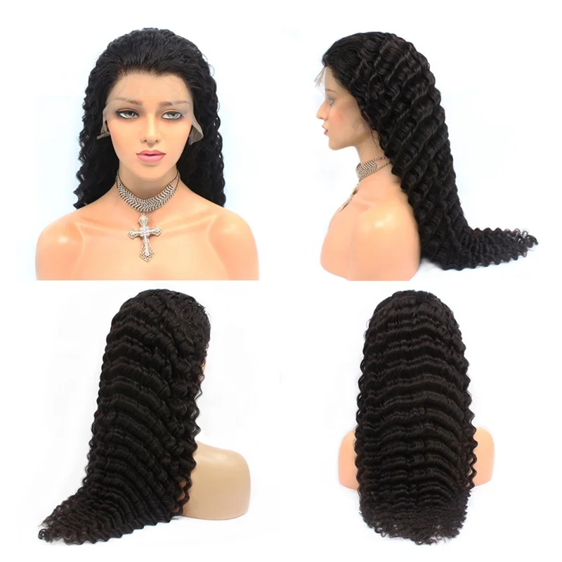 
Luxury Deep Wave 26 Inches 150% Density Brazilian Human Hair Lace Front Wig 
