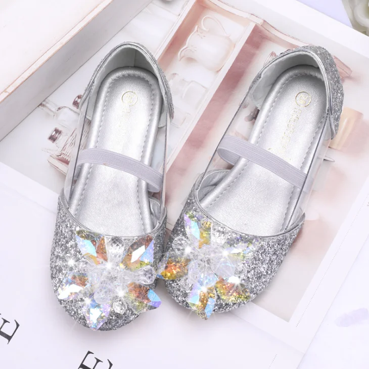 
YY10218S Hot selling glitter crystal decoration shoes kids girls sequins dance shoes 