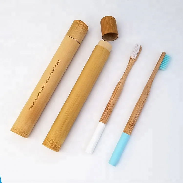Natural Bamboo Case for Toothbrush with private logo laser-engraved, Bamboo Tube for Toothbrush