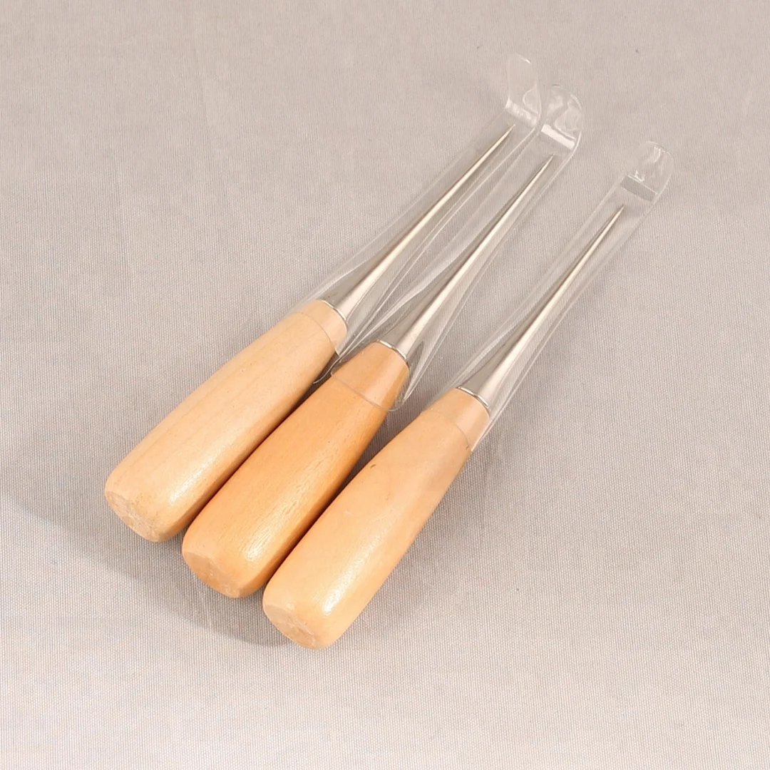 High Quality Professional DIY Patchwork Leather Craft Tool Wooden Handle Sewing Awl Tool for Stitching