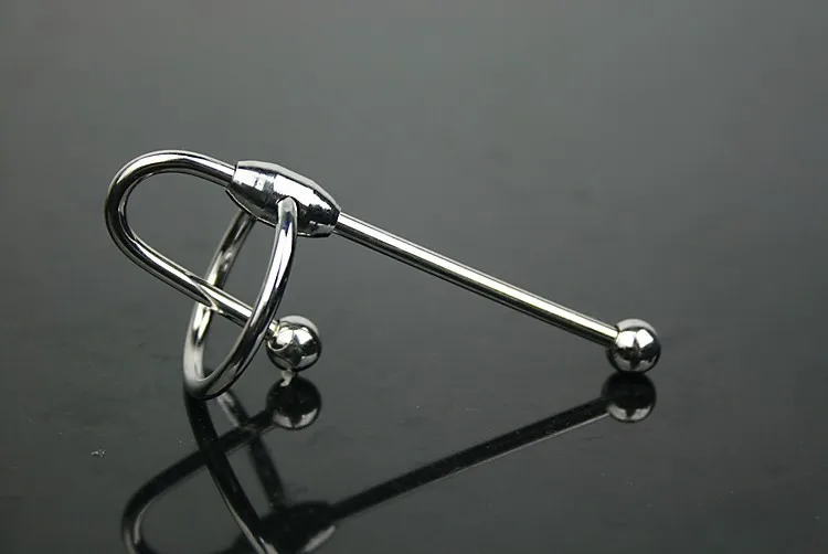 Medical Stainless Steel Penis Plug Toys Head Ring With Double Ball Prince Albert Wand