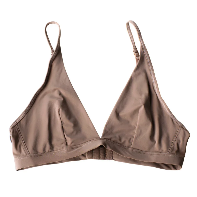 Shanhao Seamless Bikini Bra Top Womens Wirefree One-piece Ice Silk Sexy Bra Young Girls Fashion Backless Bra