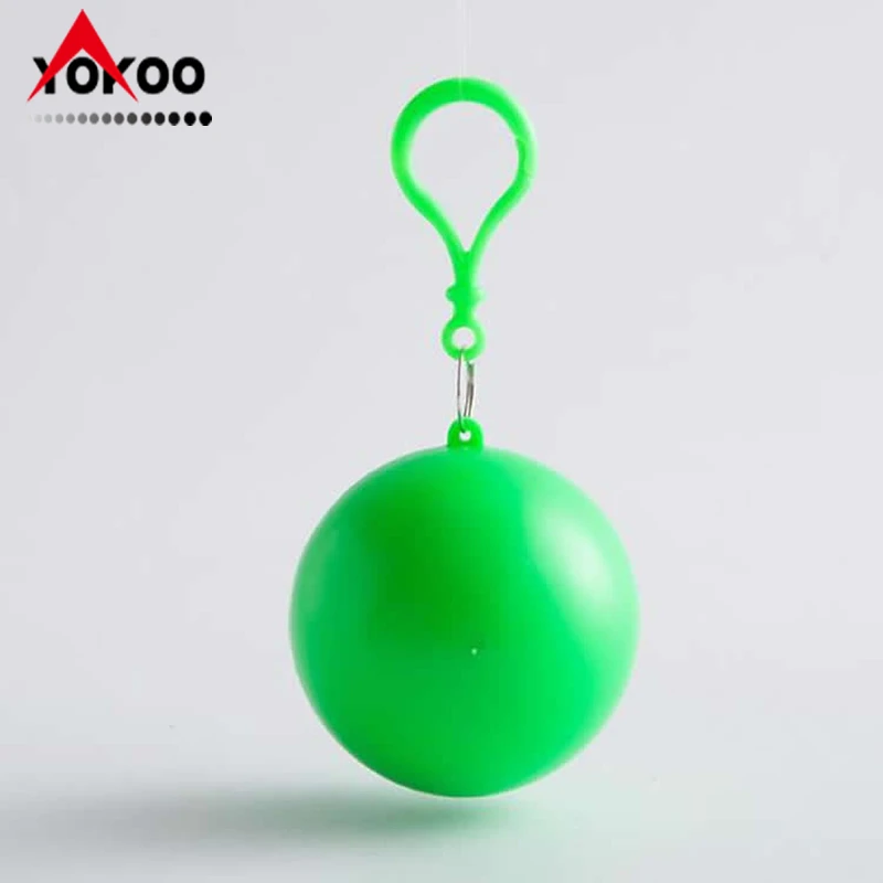 disposable raincoat poncho with key chain ball package