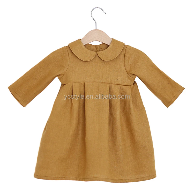 Эксклюзивная детская одежда из моющегося льна, платья с длинным рукавом для девочек на осень