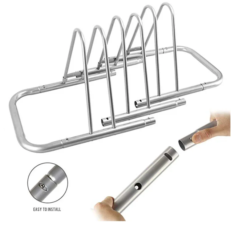 5 Bike Bicycle Floor Parking Rack Storage Stand