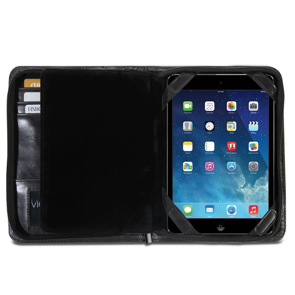 Black PU Leather Folio Stand Business Portfolio Case for iPad