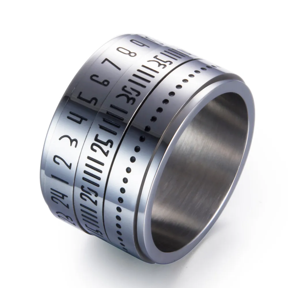 YWMT 2019 Wholesale Korean Arabia Number Rotation Stainless Steel Ring For Men