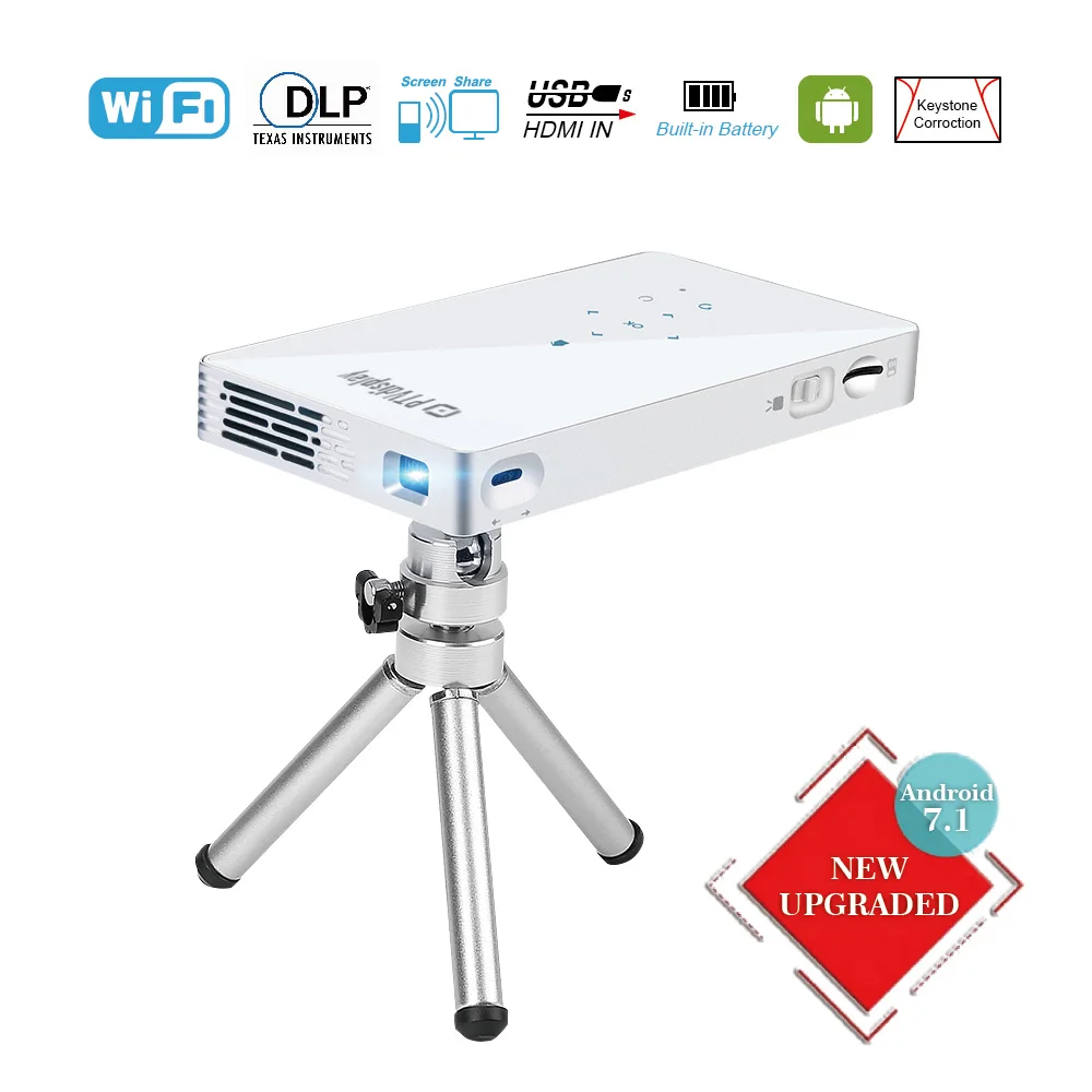 P8 BT Wireless Portable DLP Projector Android 480P 5000mah Projectors Mini Pocketable LED Wifi Smart Projector