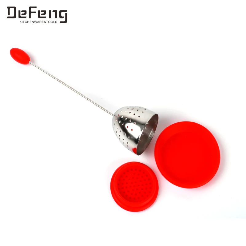 Stainless steel tea filter tea infuser with red color  tray