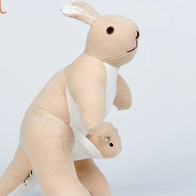 Soft organic interlock velour kangaroo brown teddy children plush toys