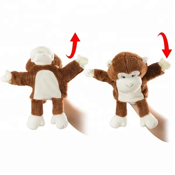 EN71 Standard Stuffed Animal Plush Brown Monkey Hand Puppet Theater Wholesale Cheap Cartoon Kids Soft Monkey Plush Toy
