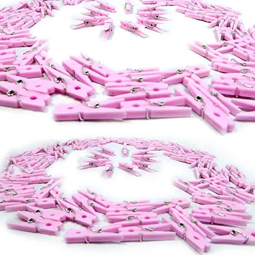 Mini Pink Clothespins 100 Pack  Clothes Pins Plastic Baby Shower Favors Party Game Scatter Decorations DIY