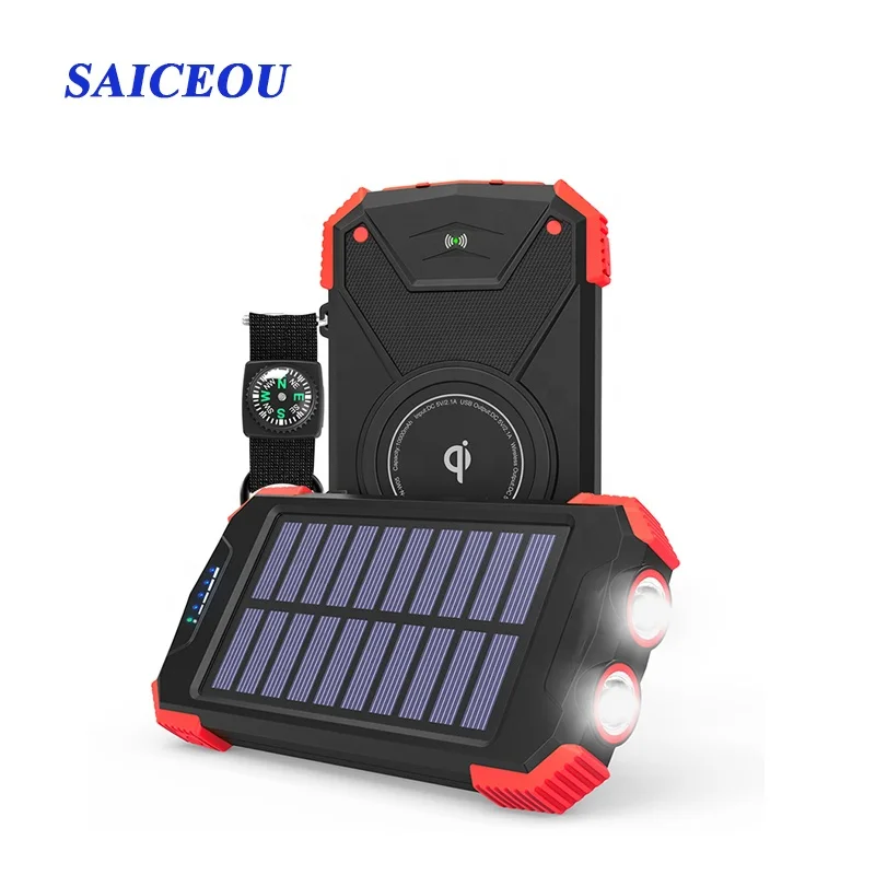 
Latest Solar Power Bank Qi Wireless Charger power bank 10,000mAh External Battery power bank 