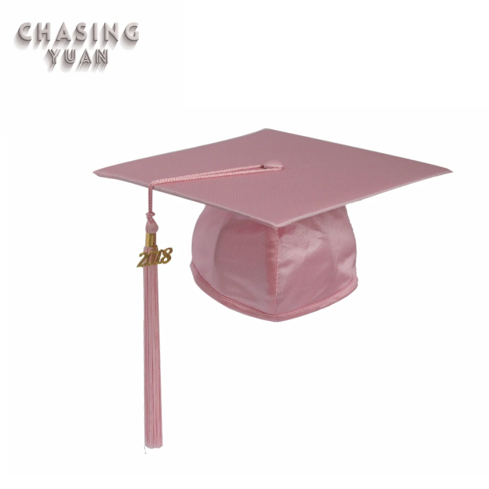 Primary School Shiny Pink Graduation Hat with Tassel