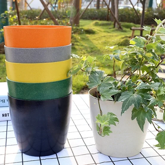 2020 China supplier hot selling Bamboo Fiber  biodegradable indoor garden plant flower pot for office living room