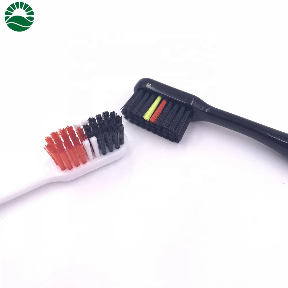 
Popular flag color bristles white and black 2 pack medium softness adult toothbrush 
