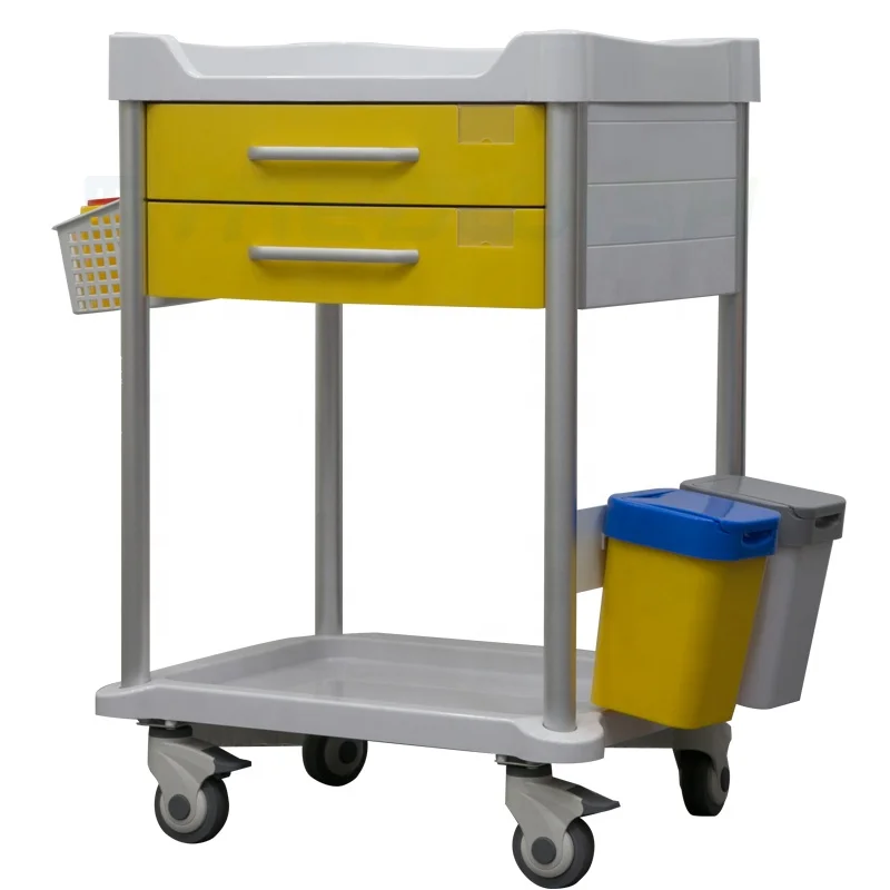 AG-P1 Роскошные ABS инженерный пластик Мобильный медицинская Больничная койка с двумя ящиками тележка тележки с хорошим ценой