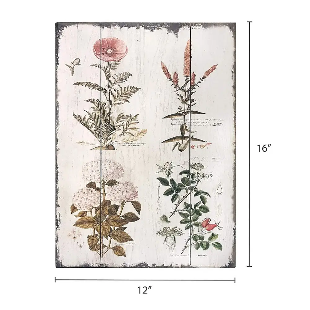 Vintage Florals Botanical Wood Plaques Primitive Country Farmhouse Home Decor Wood Sign