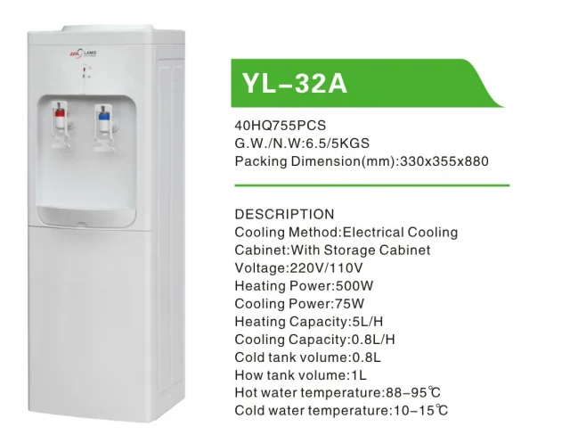 
CE Approved Plastic YL-321A Compressor Electric Cooling Hot Cold Standing Bottle Top Water Cooler Drink Dispenser 