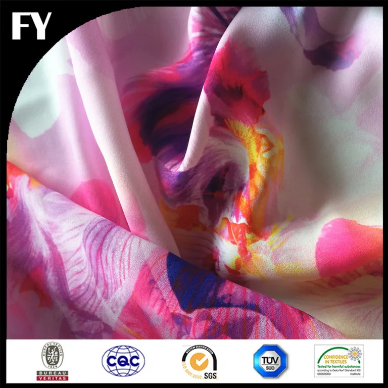 
Custom Designed digital print pure silk crepe fabric 
