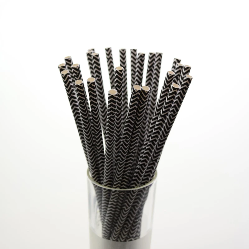 Black and White Paper Straws Wrapped Drinking Straws Customized Pattern