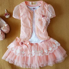 Frete grátis, 2016 a mais recente rendas super fofo vestido das meninas vestido de bebê conjunto bebê conjunto roupa da menina vestido da Menina conjunto
